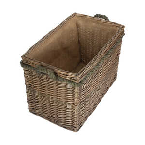 Cesta de troncos de mimbre con mango rectangular con cuerda Producto elegante de estilo rural - Product Image 5