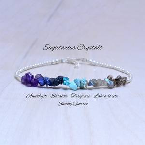 92.5 Sterling <b>Silver</b> Handmade Astrology <b>Bracelet</b> Classic Sagittarius Crystals with Gold Plating Christian Jewelry for Gifts - Product Image 5