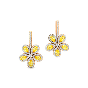 Stylish Hand Crafted <b>Dangling</b> Drop <b>Earrings</b> With 100% Natural Yellow Sapphire Gemstone & Real <b>Diamond</b> in 18k Solid Gold OEM ODM - Product Image 3