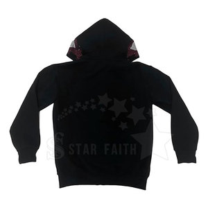 Sweat à capuche à paillettes élégant délavé à l'acide pour hommes basique surdimensionné coton mélangé pull sweat strass imprimé pour l'hiver Hip Hop - Product Image 2
