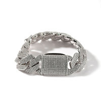 Vente en Gros Bijoux Bling Bling Mode Iced Out Hip Hop Bracelet Chaîne Maille Cubaine Miami pour Homme avec Zircons Cubiques Taille Princesse Cadeau