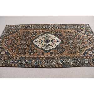 Turkish Vintage Rug 0.3x6.3 ft (8x193 cm), <b>Brown</b> <b>Wool</b> Rug - Product Image 3