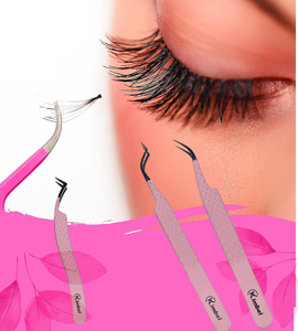 ชุดแหนบต่อขนตาสแตนเลสสีดำสีชมพูปลายเรียบแหลม12ซม. ปรับแต่งได้ - Product Image 2
