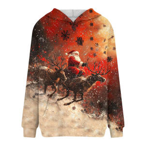 Sudaderas navideñas informales para mujer, Jersey ligero de manga larga de Color sólido, sudaderas holgadas con sublimación 3D y bolsillo - Product Image 1