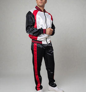 Survêtement pour homme en satin brillant 100% nylon de haute qualité, logo imprimé sur écran personnalisé, streetwear 3 tons, motif uni, décontracté d'hiver - Product Image 3