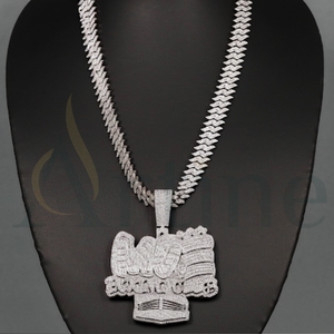 Men's Hip Hop Style Link Chain Pendant <b>Necklace</b> with Moissanite <b>Diamonds</b> 925 Sterling <b>Silver</b>-Gift for Party Occasions - Product Image 1