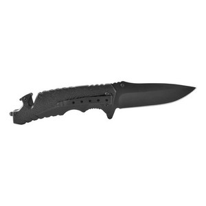 Coltello pieghevole Wallis K900372 con manico in metallo nero e clip per lama liscia nera - Product Image 3