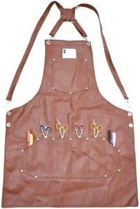 Tablier de coiffeur unisexe en cuir PU pour adultes Styliste Salon BBQ Accessoire de cuisine - Product Image 3