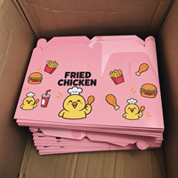 Boîte d'emballage personnalisée rose pour poulet, boîte alimentaire en papier à emporter pour ailes de poulet frites, restaurant de restauration rapide avec poignée