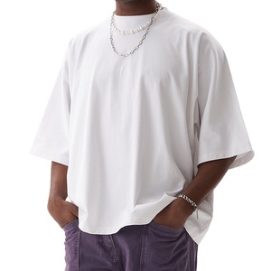 Camiseta Blanca Extra Grande de Alta Calidad para Hombre, Hombros Caídos, Corte Holgado, Algodón Cómodo, Ropa Casual Urbana, Naimat Abbas Industries - Product Image 1