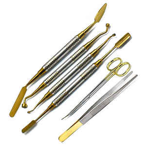 Juego de instrumentos quirúrgicos dentales manuales dorados, Kit de Cirugía de fuente de alimentación, cuchara portadora de huesos, herramientas esenciales para odontología Manual - Product Image 2
