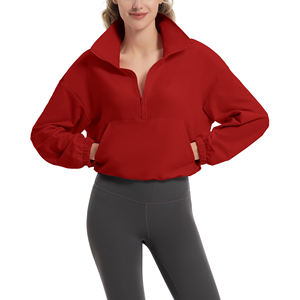 Sudadera con Media Cremallera para Mujer, Manga Larga, Estilo Pullover, para Correr, Ejercicios de Estiramiento, Tejido Ligero de Alto Rendimiento - Product Image 3