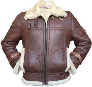 Veste en cuir pour hommes de conception de luxe de style Sherpa Veste en cuir de tissu de laine intérieure imperméable et lourde pour hommes, en peau de mouton - Product Image 1