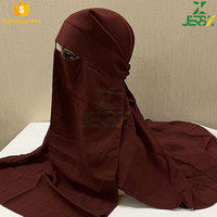 Niqab en Chiffon de Haute Qualité à Trois Couches, Écharpe Islamique à Enfiler, Couvre-Tête à Nouer, Couvre-Visage Traditionnel Musulman, Hijab