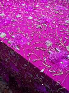 ผ้าตาข่ายปักลูกปัดหรูหราทำมือจากอินเดีย ดีไซน์ใหม่ ระบายอากาศได้ดี เหมาะสำหรับชุดงานเลี้ยง ชุดแต่งงานสำหรับผู้หญิง เทคนิคการผลิตแบบไม่ถักทอ - Product Image 4