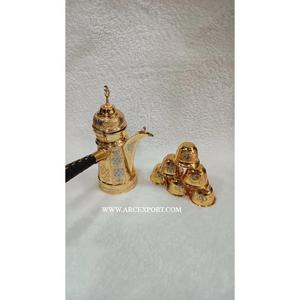 Gold Color Finished <b>Arabic</b> Dallah Serving Supplies Metal Handcrafted Vintage <b>Arabic</b> Server for <b>Tea</b> & Coffee Serving Top Trending - Product Image 1