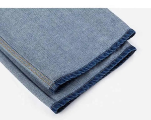 กางเกงยีนส์ผู้ชายขาตรงขากว้างสไตล์วินเทจฟอกสีเข้มแฟชั่นใหม่งาน OEM - Product Image 6