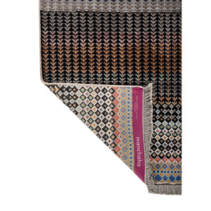 Alfombra Rectangular Manchaha de Lana y Seda de Bambú, Tejida a Mano con Diseño Geométrico, 10 mm, para Sala de Estar, Pasillo, Modelo Les-2672, Colores Gris y Negro - Product Image 5