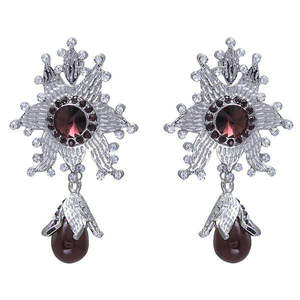 Boucles d'oreilles fines Kriaa plaquées argent avec pierre autrichienne violette 1302232 - Product Image 1