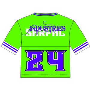 Camiseta de béisbol de malla de algodón personalizada al por mayor, camiseta cuadrada con estampado de rayas de punto, camiseta de malla recortada con cuello en V de gran tamaño, Camiseta corta en blanco - Product Image 2