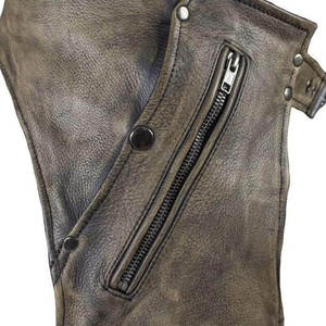 Chaps en cuir de qualité supérieure Chaps de moto Pantalon d'équitation de motards uni Cowboy Chaps en cuir vintage noir - Product Image 5