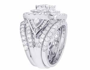 Anillo de boda de declaración de diseñador de diamantes de moissanita redonda de estilo único de Plata de Ley 925 para mujer - Product Image 5