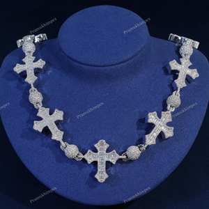 Collar de tenis de diamante hecho a mano de alta calidad, corte Baguette, nuevo diseño, joyería de Hip Hop, Cruz única totalmente helada del Este/Oeste - Product Image 2