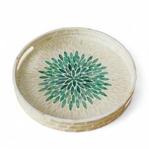 Plateau de service décoratif fait main en nacre, écologique, incrustation de coquillages naturels, pour la maison, Vietnam - Product Image 1