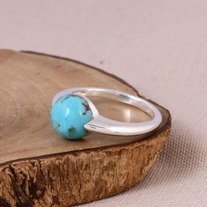 Kingman <b>Turquoise</b> Sterling Silver Luxury Signet <b>Ring</b> Handmade Unisex Boho Jewelry Southwest Gemstone Wedding Gift for Him or Her - Product Image 2
