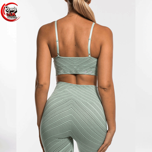 Conjunto de gimnasio de dos piezas de alta calidad para mujer, sujetador de Yoga Atlético transpirable, pantalones cortos, cintura elástica, cinturón deportivo sólido para Fitness - Product Image 2