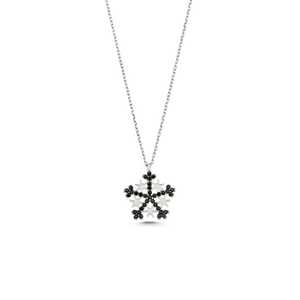 จี้เงินแท้ 925 รูปดาวและเกล็ดหิมะ พร้อมสร้อยคอประดับด้วยหินสีดำ - Product Image 3