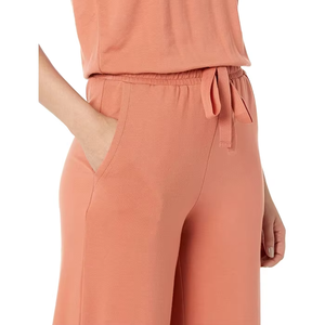 Ensemble de combinaison deux pièces en toile unie au-dessus du genou pour femme, 100 % coton respirant, tenue de sport pour la gym et le fitness - Product Image 3