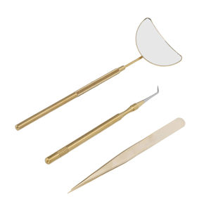 ชุดแหนบถอนขนตาสแตนเลสพร้อมกระจกต่อขนตาสีทองอุปกรณ์ร้านเสริมสวย - Product Image 3