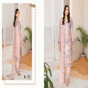 Elegante Salwar Kameez de 3 Piezas para Mujer, Alta Calidad, Vestido de Chifón con Bordado Intenso, Especial para Bodas, Multicolor, Estilo Indio-Pakistaní - Product Image 4