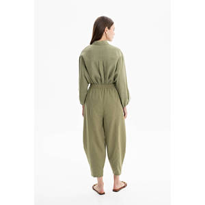 Khaki Relaxed Fit Casual <b>Harem</b> <b>Trousers</b> with Breathable Oxford Fabric - Product Image 3