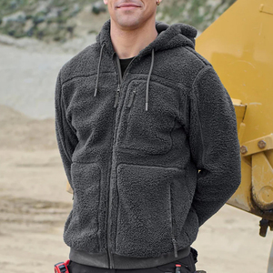 Chaqueta con Capucha de Forro Polar Sherpa para Hombre, Gruesa, Cálida, con Cierre, Abrigo de Felpa Suave para Clima Frío - Product Image 3