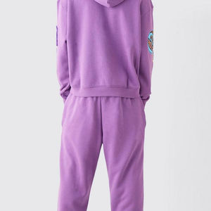 100% nouveau style coton personnalisé survêtements deux pièces surdimensionné hommes à capuche français éponge surdimensionné bouffée impression survêtement pour hommes - Product Image 3