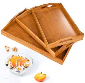 Bandeja de servicio de madera ecológica Forma rectangular Plato de vajilla sostenible hecho a mano - Product Image 3