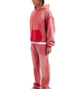 Ensemble de survêtement pour homme en deux pièces, sweat-shirt et pantalon de survêtement à jambes larges, imprimé uni, coupe régulière, pour l'hiver - Product Image 5