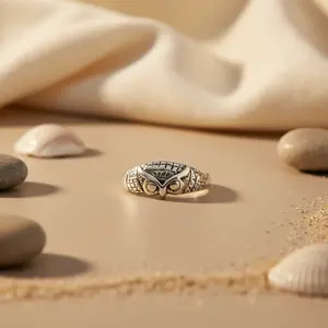 Anillo de Plata de Ley 925 con Diseño de Búho para Mujer, Engaste Invisible Romántico, Joyería Fina con Baño de Rodio, Regalo Perfecto para Ella - Product Image 1