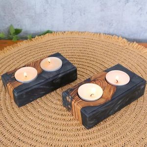 Vente flash - Porte-bougie en résine époxy et bois, design unique, fait à la main, ou porte-bougie chauffe-plat en résine et bois, décoration d'intérieur, fabriqué en Inde - Product Image 2