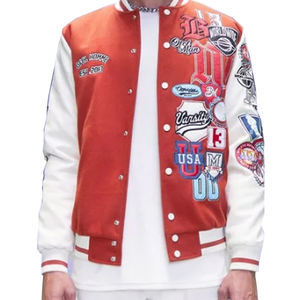 Veste universitaire Letterman de style personnalisé pour hommes veste en laine Melton en gros avec manches en cuir veste à capuche pour hommes - Product Image 1