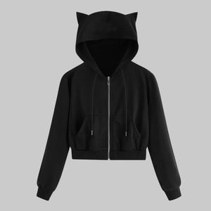 Sweat à capuche en molleton éponge personnalisé de qualité supérieure pour femmes Design court court imprimé de haute qualité décontracté à manches longues pour l'hiver ODM - Product Image 2