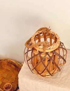 Linternas de madera de sauce hechas a mano originales, linternas de hilo nostálgico tejidas retro, artesanías hechas a mano, muebles para el hogar - Product Image 2