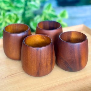Taza de Té de Madera Hecha a Mano Clásica, Taza de Café de Madera Natural Sólida, Vajilla Tradicional para Cocina - Product Image 3