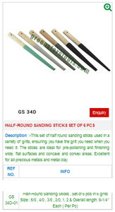 Juego de 6 varillas de lijado semiredondas GS 34D-01 para herramientas y equipos de joyería para trabajos de joyería - Product Image 2