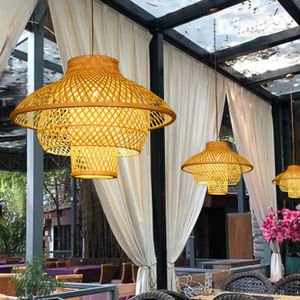 Luminaire de plafond en bambou, cage décorative, adapté aux projets d'éclairage personnalisés, sans composants électriques inclus - Product Image 3