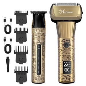 Tondeuse à barbe électrique pour homme avec lame en T, rasoir à grille, affichage LED, étanche, idéal pour les applications en camping-car - Product Image 1