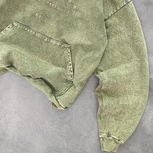 Sudadera con capucha desgastada con lavado ácido 100% algodón con cremallera completa estilo callejero sudaderas con capucha recortadas con parche bordado apropiado para invierno - Product Image 5