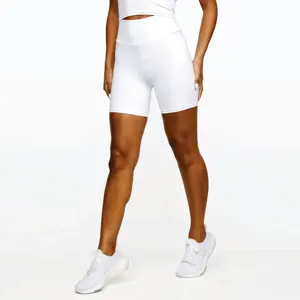 High Rise 5-Inch Women's Sports Cycling Shorts Booty Cut in White Squat-Proof & Quick-Dry 78% Nylon 22% Elastane Fit